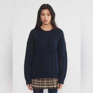 Aritzia Peggy Navy Cable Knit Sweater
